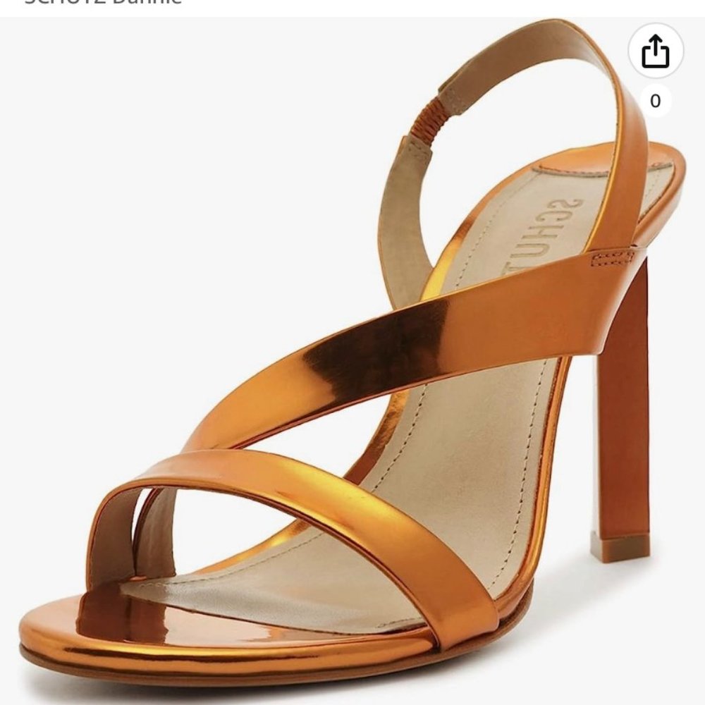 Schutz Kelly Slingback Heels - Metallic Orange Size 6.5